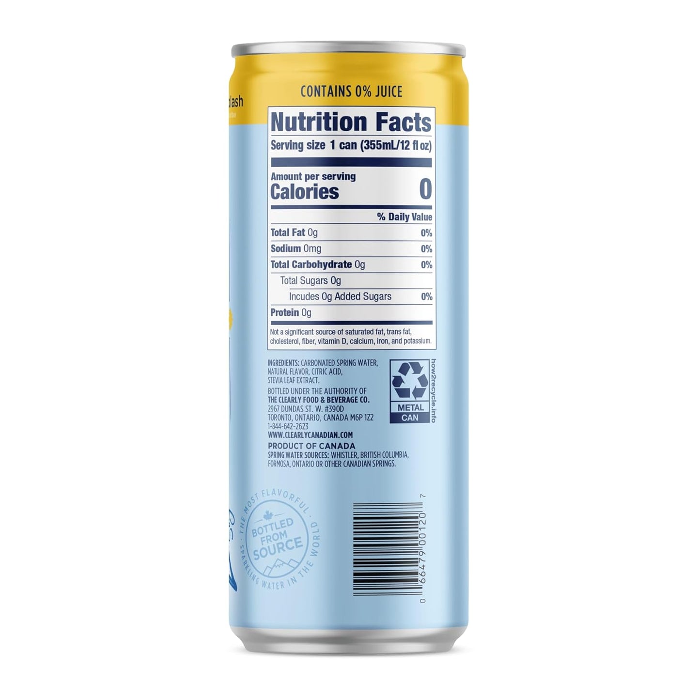 Clearly Canadian Zero Sugar Tropical Splash Sparkling Water Beverage, Zero Sugar & Zero Calories. 1 Case (24 cans x 12 fl oz)