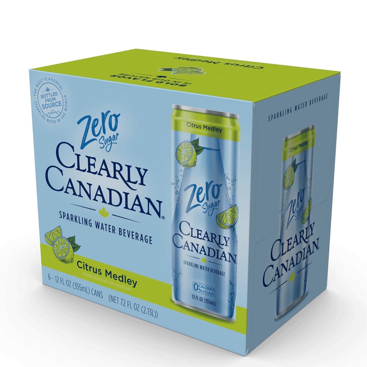 Clearly Canadian Zero Sugar Citrus Medley Sparkling Water Beverage, Zero Sugar & Zero Calories. 1 Case (24 cans x 12 fl oz)