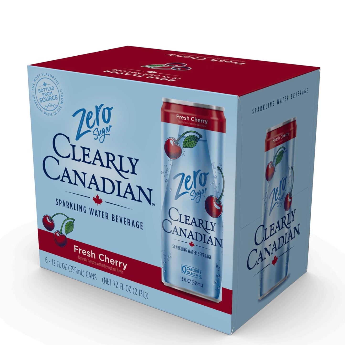 Clearly Canadian Zero Sugar Fresh Cherry Sparkling Water Beverage, Zero Sugar & Zero Calories. 1 Case (24 cans x 12 fl oz)