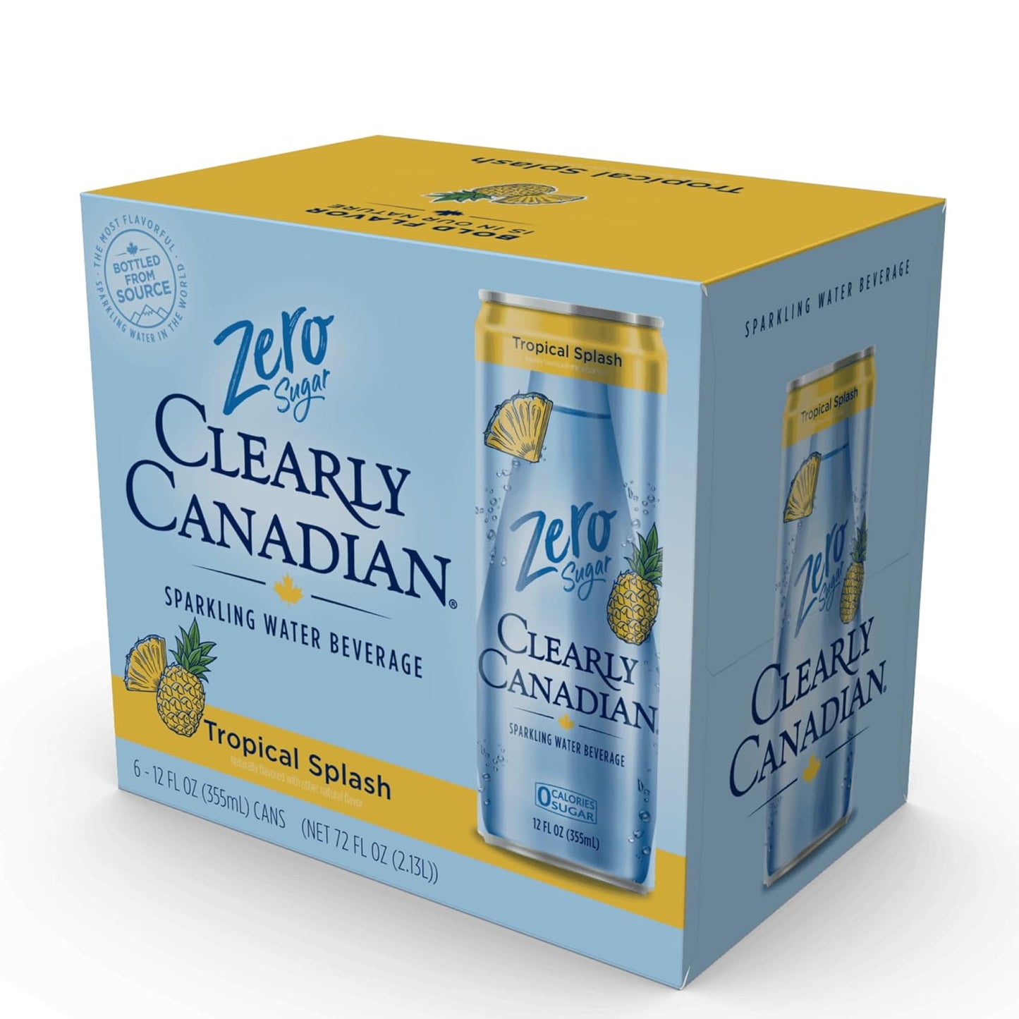 Clearly Canadian Zero Sugar Tropical Splash Sparkling Water Beverage, Zero Sugar & Zero Calories. 1 Case (24 cans x 12 fl oz)