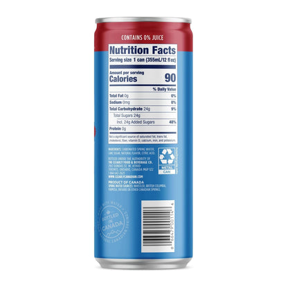 Clearly Canadian Country Raspberry Sparkling Spring Water Beverage, Natural & Carbonated, Flavored Seltzer Water, 1 Case 1 Case (24 cans x 12 fl oz)