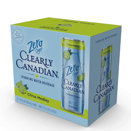 Clearly Canadian Zero Sugar Citrus Medley Sparkling Water Beverage, Zero Sugar & Zero Calories. 1 Case (24 cans x 12 fl oz)