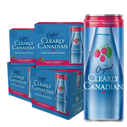 Clearly Canadian Country Raspberry Sparkling Spring Water Beverage, Natural & Carbonated, Flavored Seltzer Water, 1 Case 1 Case (24 cans x 12 fl oz)