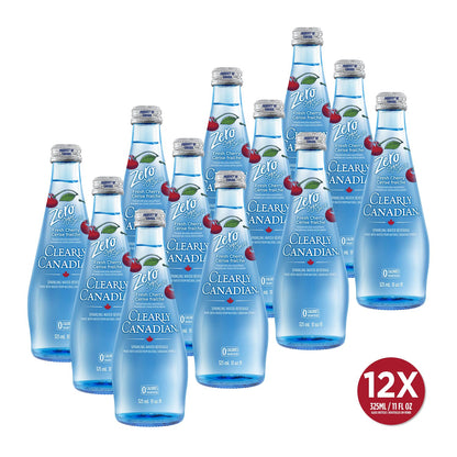 Clearly Canadian Zero Sugar Fresh Cherry Sparkling Water Beverage, Zero Sugar & Zero Calories, 1 Case (12 Bottles x 325mL)