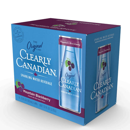 Clearly Canadian Mountain Blackberry Sparkling Spring Water Beverage, Natural & Carbonated, Flavored Seltzer Water, 1 Case (24 cans x 12 fl oz)