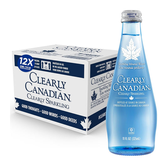 Clearly Canadian Clearly Sparkling Spring Water Beverage, Natural Flavor & Carbonated Seltzer Water, 1 Case (12 Bottles x 325mL)