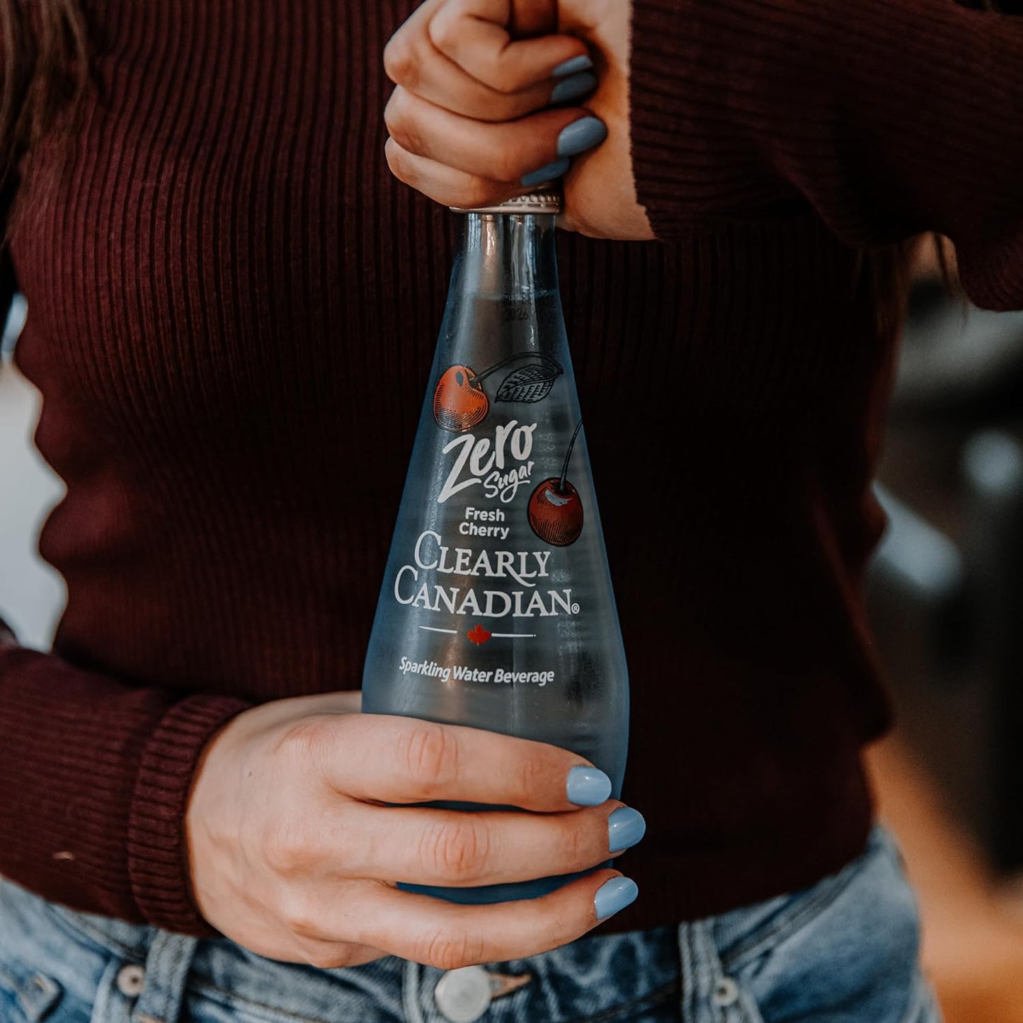 Clearly Canadian Zero Sugar Fresh Cherry Sparkling Water Beverage, Zero Sugar & Zero Calories, 1 Case (12 Bottles x 325mL)