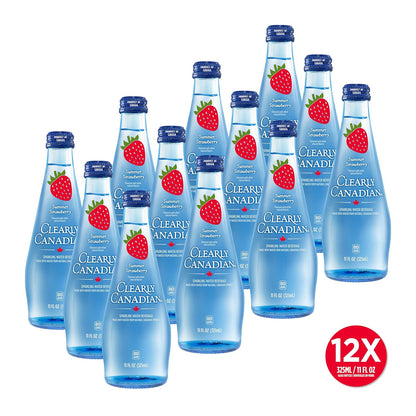 Clearly Canadian Summer Strawberry Sparkling Spring Water Beverage, Natural & Carbonated. 1 Case (12 Bottles x 325mL)