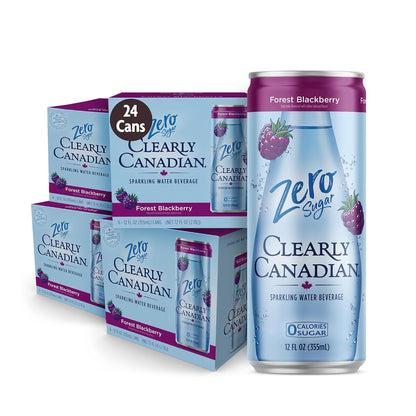 Clearly Canadian Zero Sugar Forest Blackberry Sparkling Water Beverage, Zero Sugar & Zero Calories, Diet Soda Alternative, 12 Fl Oz Can (Pack of 24)