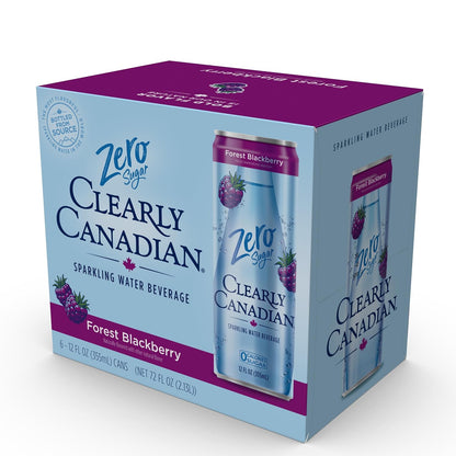 Clearly Canadian Zero Sugar Forest Blackberry Sparkling Water Beverage, Zero Sugar & Zero Calories, Diet Soda Alternative, 12 Fl Oz Can (Pack of 24)