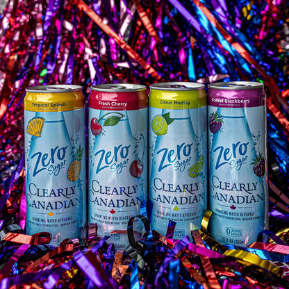 Clearly Canadian Zero Sugar Fresh Cherry Sparkling Water Beverage, Zero Sugar & Zero Calories. 1 Case (24 cans x 12 fl oz)
